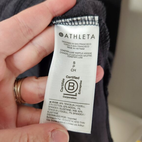 ATHLETA Coaster Luxe Waffle Hoodie Oversized Cozy Tunic Black - Picture 6 of 8